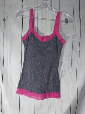 Kirra Vintage Y2K Coquette Fairy Grunge V-Neck Polka Dot Lace Trim Camisole